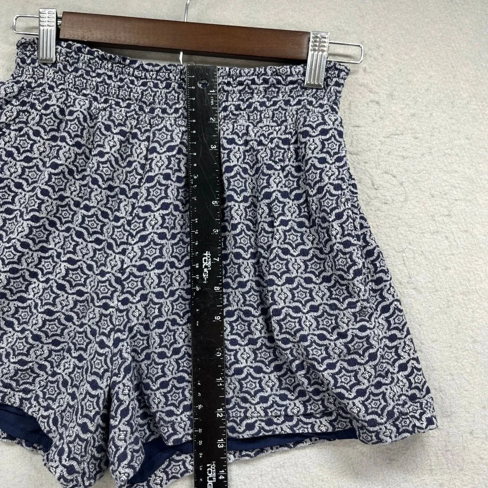 Knox Rose Shorts Womens Small Blue Geometric Smocked Pull On Lined Blend Boho